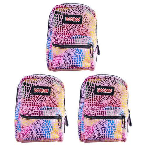 3PK MDI BooBoo Backpack Minis Rainbow Foil Pink 11x15cm 3y+