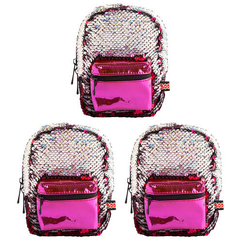 3PK MDI BooBoo Backpack Minis Sequin Fuchsia Mini Bag 11x13cm 3y+