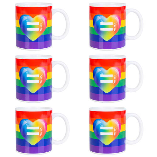 6PK Pride Ceramic Coffee Mug Drinkware 115x95mm - Rainbow