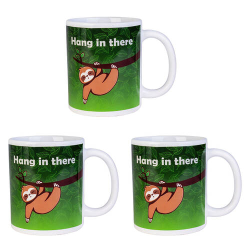 3PK Sloth Lounge Ceramic Coffee Mug Drinkware 115x95mm - Green