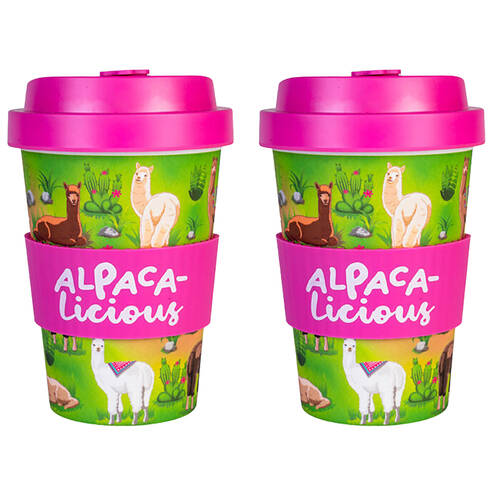 2PK Alpaca Valley Eco-To-Go Bamboo 470ml Travel Cup 6.5x14.5cm Alpaca