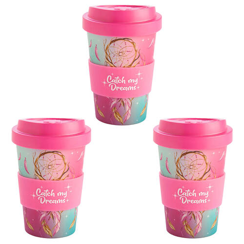 3PK Eco-To-Go Bamboo 470ml Travel Cup 6.5x14.5cm Dreamcatcher