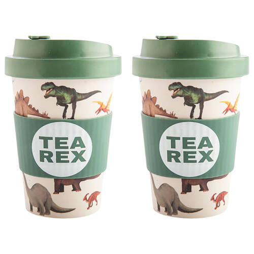2PK Dino Island Eco-To-Go Bamboo 470ml Travel Cup 6.5x14.5cm Dino