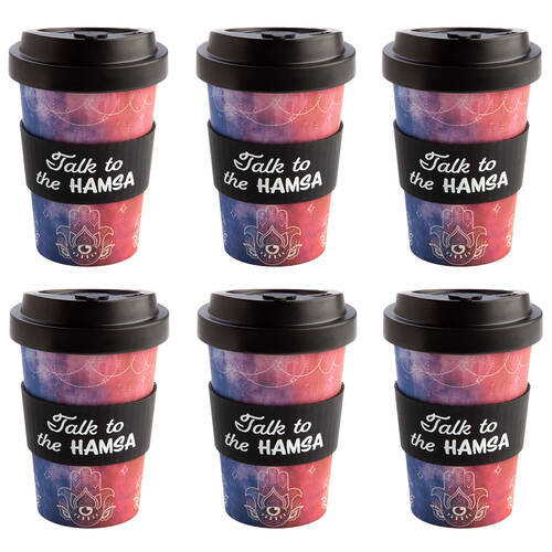 6PK Eco-To-Go Bamboo 470ml Travel Cup 6.5x14.5cm Hamsa