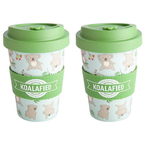 2PK Outback Mates Eco-To-Go Bamboo 470ml Travel Cup 6.5x14.5cm Koala