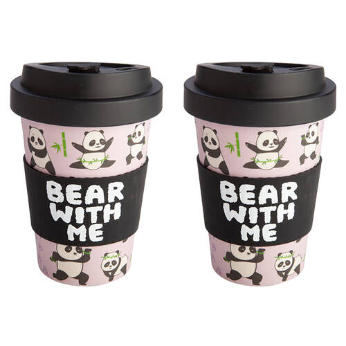 2PK Panda Kingdom Eco-To-Go Bamboo 470ml Travel Cup 6.5x14.5cm Panda