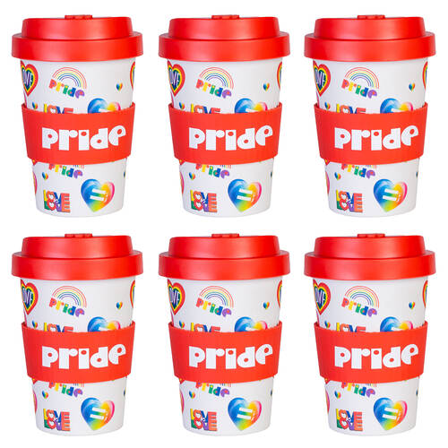 6PK Pride Eco-To-Go Bamboo 470ml Travel Cup 6.5x14.5cm Rainbow Pride