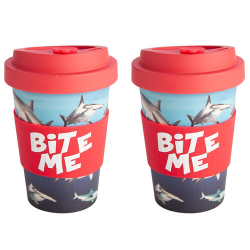 2PK Shark Bay Eco-To-Go Bamboo 470ml Travel Cup 6.5x14.5cm Shark