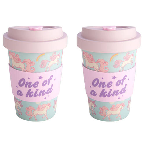 2PK Unicorn Kingdom Eco-To-Go Bamboo 470ml Travel Cup 6.5x14.5cm Unicorn