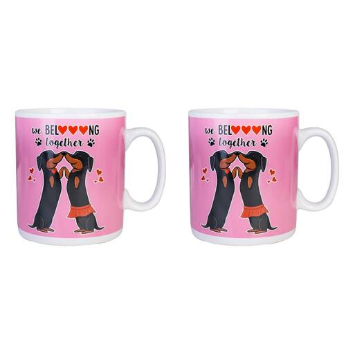 2PK MDI Giant Mug Dachshund Valentine Kitchen Drinkware Coffee Mug 