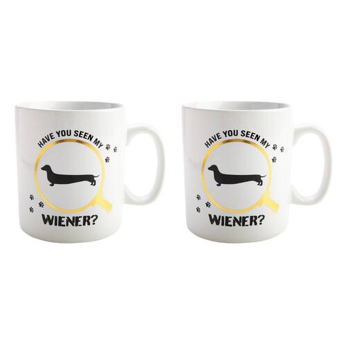 2PK FUREVER PETS Giant Mug Have You Seen My Wiener Coffee Mug White