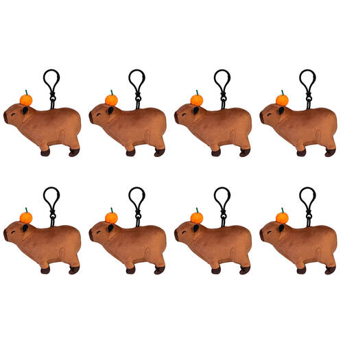 8PK Capybara Keychain Plush Soft Animal Bag Accessory 13x10cm
