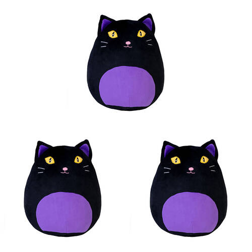 3PK Smooshos Pal Squishy Super Soft Velour Plushie Kids Toy 22x16x22cm Black Cat