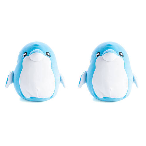 2PK Smooshos Pal Squishy Super Soft Velour Plushie Kids Toy 22x16x22cm Dolphin