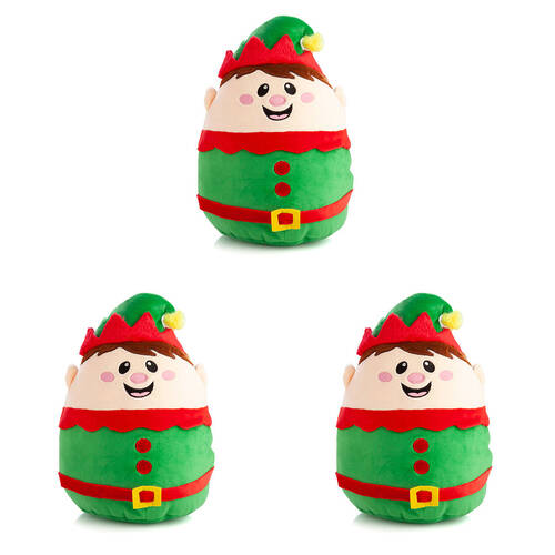 3PK Smooshos Pal Squishy Velour Plushie Kids Toy 22x16x22cm Christmas Elf
