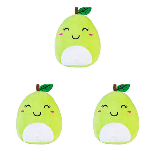 3PK Smooshos Pal Squishy Super Soft Velour Plushie Kids Toy 22x16x22cm Pear