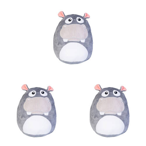 3PK Smooshos Pal Squishy Velour Plushie Kids Toy 22x16x22cm Hippopotamus