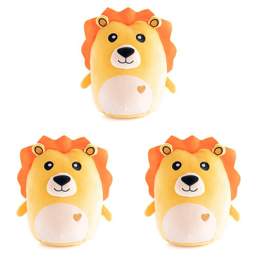 3PK Smooshos Pal Squishy Super Soft Velour Plushie Kids Toy 22x16x22cm Lion