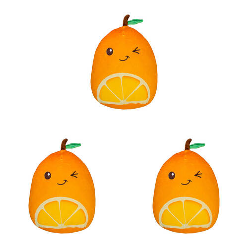 3PK Smooshos Pal Squishy Velour Plushie Kids Toy 22x16x22cm Orange Fruit