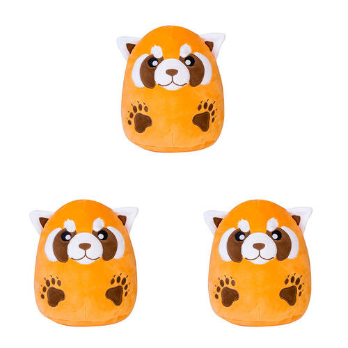 3PK Smooshos Pal Squishy Super Soft Velour Plushie Kids Toy 22x16x22cm Red Panda