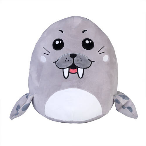 Smooshos Pal Cushion Plush Stuffed Animal Pillow Walrus 22x16cm Grey