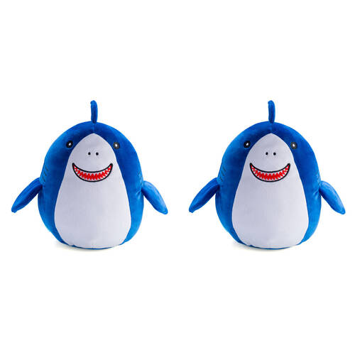 2PK Smooshos Pal Squishy Super Soft Velour Plushie Kids Toy 22x16x22cm Shark Bay