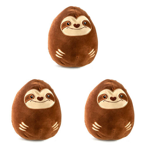 3x Smooshos Pal Squishy Soft Velour Plushie Kids Toy 22x16x22cm Sloth Lounge