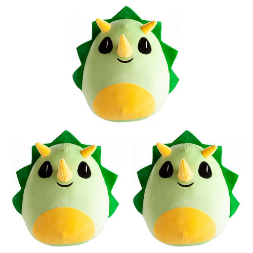 3PK Smooshos Pal Cushion Plush Stuffed Animal Pillow Triceratops 22x16cm Green