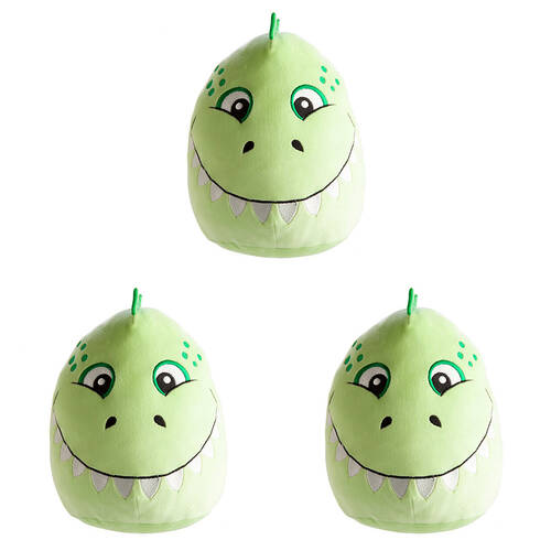 3PK Smooshos Pal Squishy Velour Plushie Kids Toy 22x16x22cm Green T-Rex