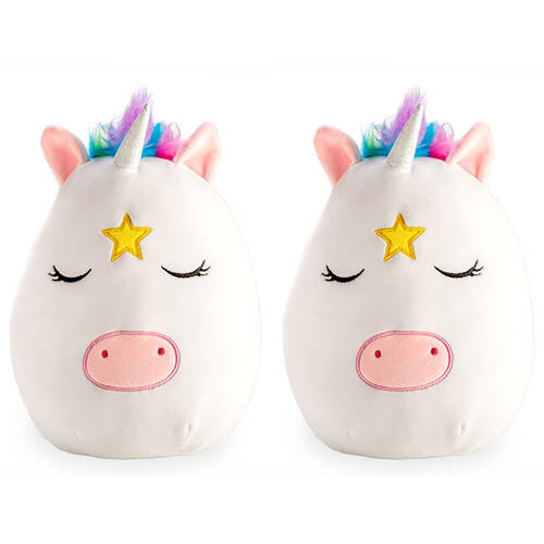 2PK Smooshos Pal Cushion Plush Stuffed Animal Pillow Unicorn 22x16cm White