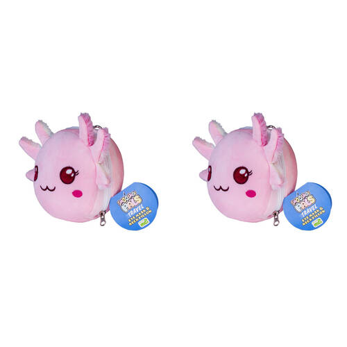 2PK Smooshos Pal Velour Plushie Neck Pillow Kids Toy 17x15x10cm Travel Axolotl