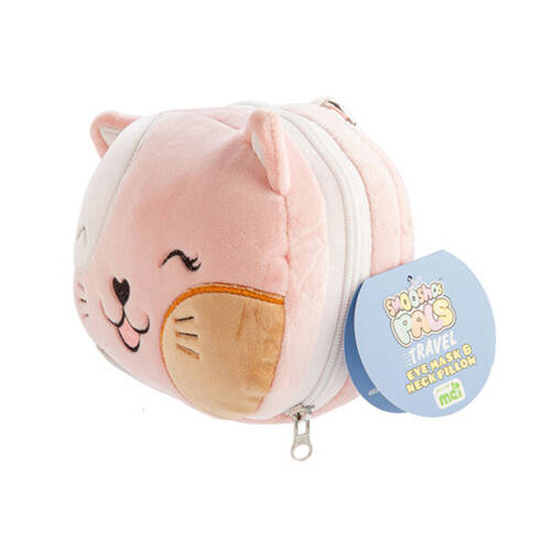 Smooshos Pal Velour Plushie Neck Pillow Kids Toy 17x15x10cm Travel Cat
