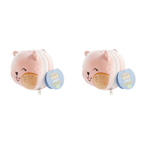2PK Smooshos Pal Velour Plushie Neck Pillow Kids Toy 17x15x10cm Travel Cat