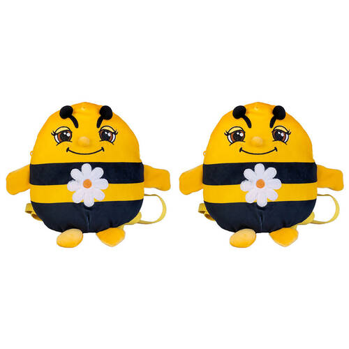 2PK Joybee The Bag of Smooshos Pal Bee Soft Plush Kids Backpack Yellow