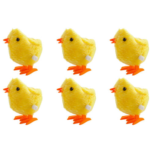 6PK Furever Pets Wind Up Soft Plush Jumping Toys Kids/Children Chick Yellow
