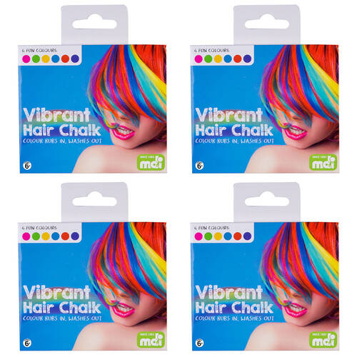 4x 6pc MDI Vibrant Temporary Hair Style Chalk Washable Dye Kids/Children 6y+