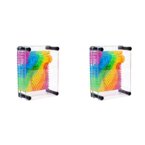 2PK MDI Bright Rainbow 3D Push Pin Art Small Kids Desktop Toy 12.5x9x6.5cm