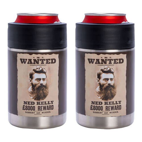 2PK MDI Bushranger Ned Metal Can/Bottle Cooler Stubby Holder Barware Accessory