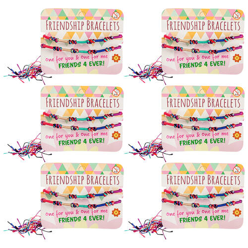 6PK MDI Friendship Colourful Handwoven Bracelets 11x11cm - Assorted
