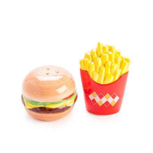 2pc Flavour Mates 3D Salt & Pepper Shaker Set 11.4x9.7x6.3cm Burger Fries