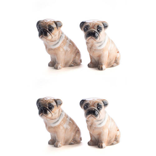 2x 2pc Flavour Mates Salt & Pepper Spice Shaker Duo Set 4x8x8cm Pug Dogs Pair