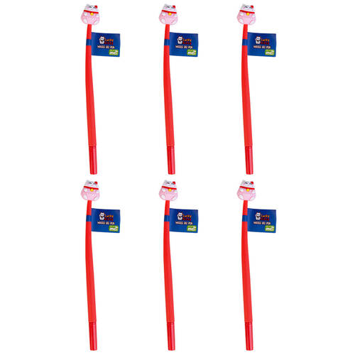 6PK Lucky Cat Wiggle Gel Pen School Writting Stationery Kids Kitty Assorted