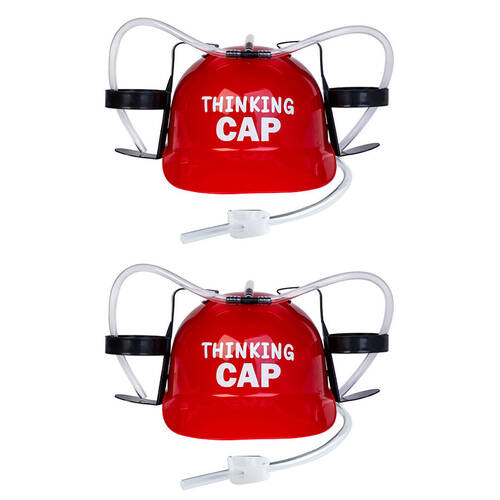 2PK MDI Drinking Hat Beer Helmet Thinking Cap 31x27cm - Red