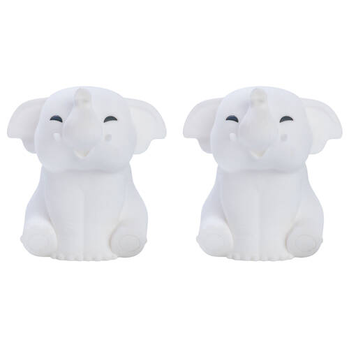 2PK Lil Dreamers Silicone Touch Led Lamp Light Kids Room Decor White - Elephant