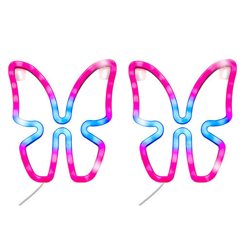 2PK Art + Tech LED Wall Light Butterfly Cute Room Decor Accent Lamp 18x22cm