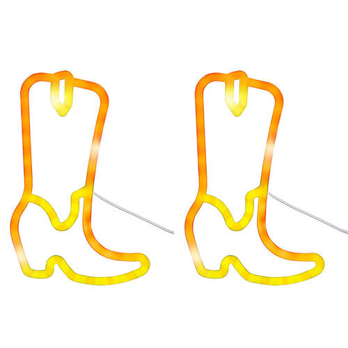 2PK Art + Tech LED Wall Light Cowboy Boot Western Theme Decor Lamp 15x24.5cm