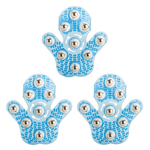 3PK MDI Flexible Waterproof Massage Bath/Shower Glove 15x16cm - Blue