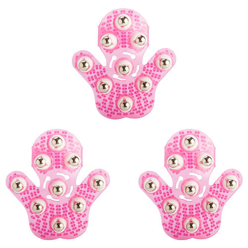 3PK MDI Flexible Waterproof Massage Bath/Shower Glove 15x16cm - Pink