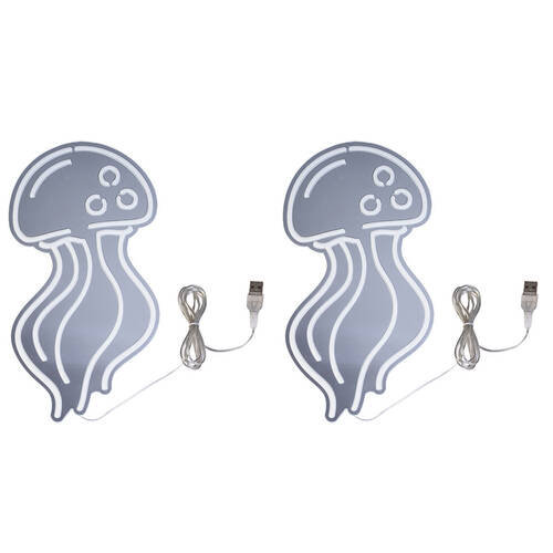 2PK Art + Tech LED Mirror Wall Light Jellyfish Ocean Theme Decor 18x33cm