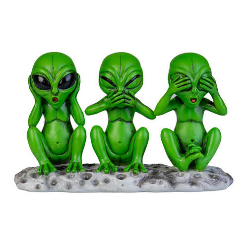 3 Wise Aliens Polyresin Figurine Home Decor 16x10cm - Green